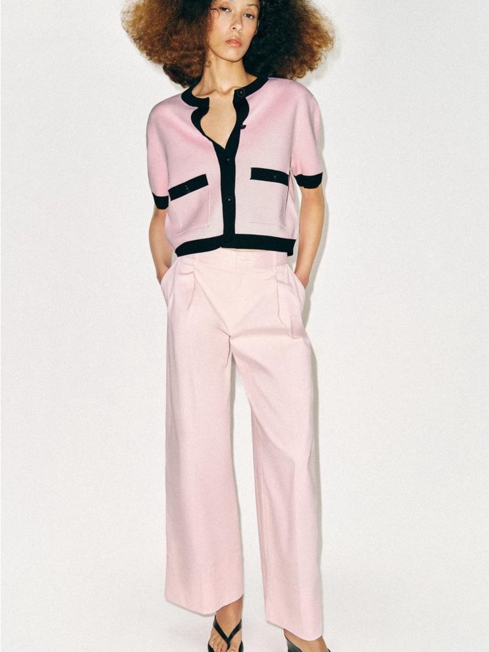 ZARA BNWT COMBINATION SHORT SLEEVE KNIT JACKET. PINK 1822/016/902